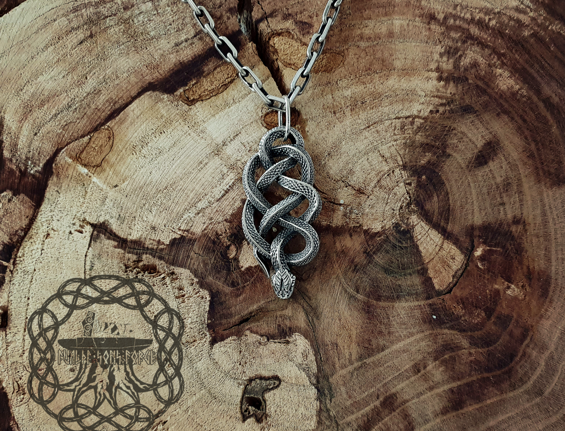Handmade Sterling Silver Viper School Medallion. Witcher Snake Pendant.