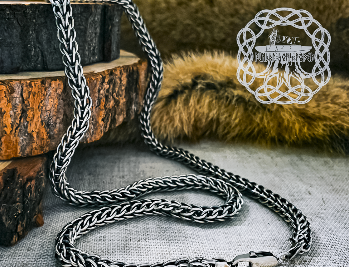 Handmade Sterling Silver Viking Chain Necklace