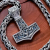 Sterling Silver Mammen Mjolnir Necklace. Handmade Viking Thor Hammer Pendant.