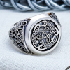 Sterling Silver Raven Triskele Knot Ring. Artisan Viking Jewelry.