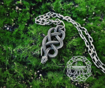 Handmade Sterling Silver Viper School Medallion. Witcher Snake Pendant.
