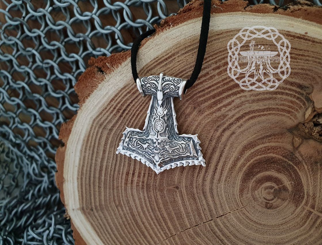 Viking Mjolnir Pendant. Sterling Silver Thor Hammer Necklace.