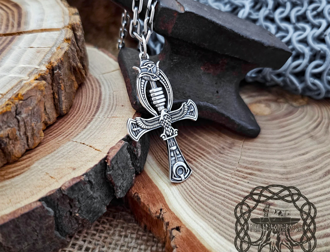 Handmade Sterling Silver Ankh Pendant. Egyptian Cross Necklace.