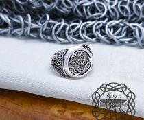 Sterling Silver Raven Triskele Knot Ring. Artisan Viking Jewelry.