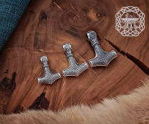 Sterling Silver Mammen Mjolnir Pendant. Handmade Viking Thor Hammer Necklace.
