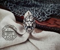 Handcrafted Sterling Silver Lion Ring. Biker Animal Jewelry.