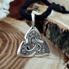 Handmade Sterling Silver Celtic Necklace. Triskele Knot Pendant.