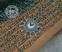 Handmade Sterling Silver Viking Lunula Pendant. Norse Jewelry Necklace.
