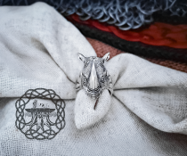 Handmade Sterling Silver Rhinoceros Head Ring. Biker Animal Jewelry.