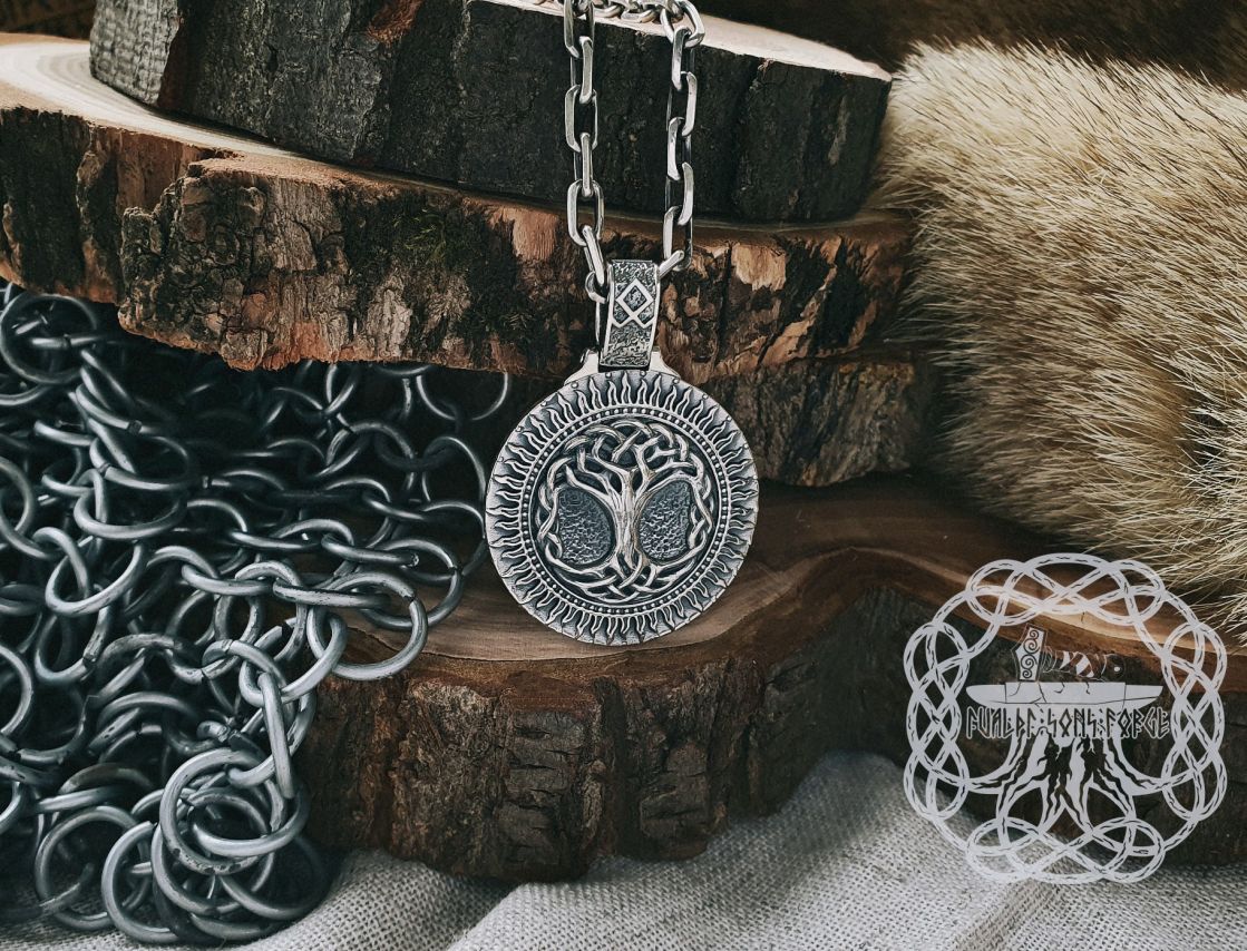 Handmade Sterling Silver Yggdrasil Pendant. Norse Viking World Tree Necklace.