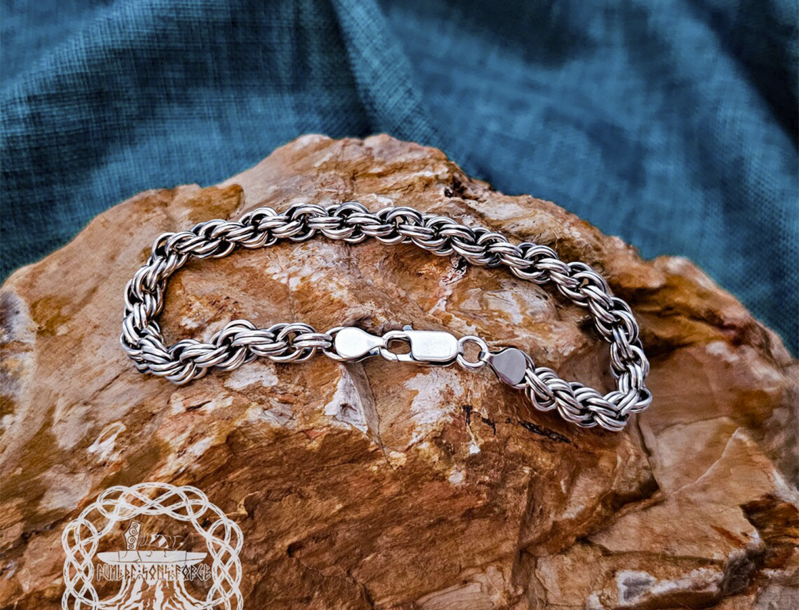 Sterling Silver Norse Bracelet. Handcrafted Viking Jewelry.