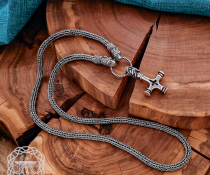 Sterling Silver Wolf Head Viking Chain. Handmade Authentic Jewelry Necklace.