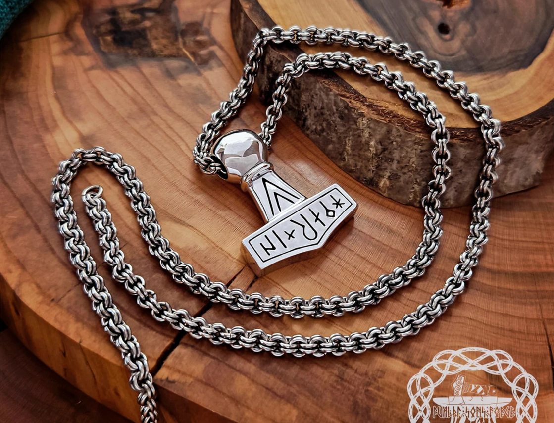 Handmade Sterling Silver Viking Chain. Norse Replica Necklace.