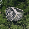Sterling Silver Slavic Ring. Saint George the Dragon Slayer Design.