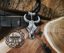 Handmade Sterling Silver Bull Skull Pendant. Detailed Animal Design.