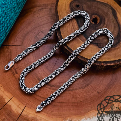 Sterling Silver Filigree Viking Chain. Authentic Handmade Norse Jewelry Necklace.