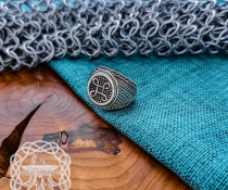 Sterling Silver Shield Symbol Ring. Artisan Handmade Viking Design.