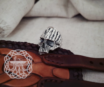 Handmade Sterling Silver Skull Mask Ring. Edgy Biker Jewelry.