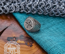 Sterling Silver Shield Ring. Artisan Handmade Viking Design.