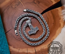 Sterling Silver Mammen Mjolnir Necklace. Handmade Viking Thor Hammer Pendant.