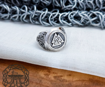 Sterling Silver Valknut Ring. Artisan Viking Jewelry.