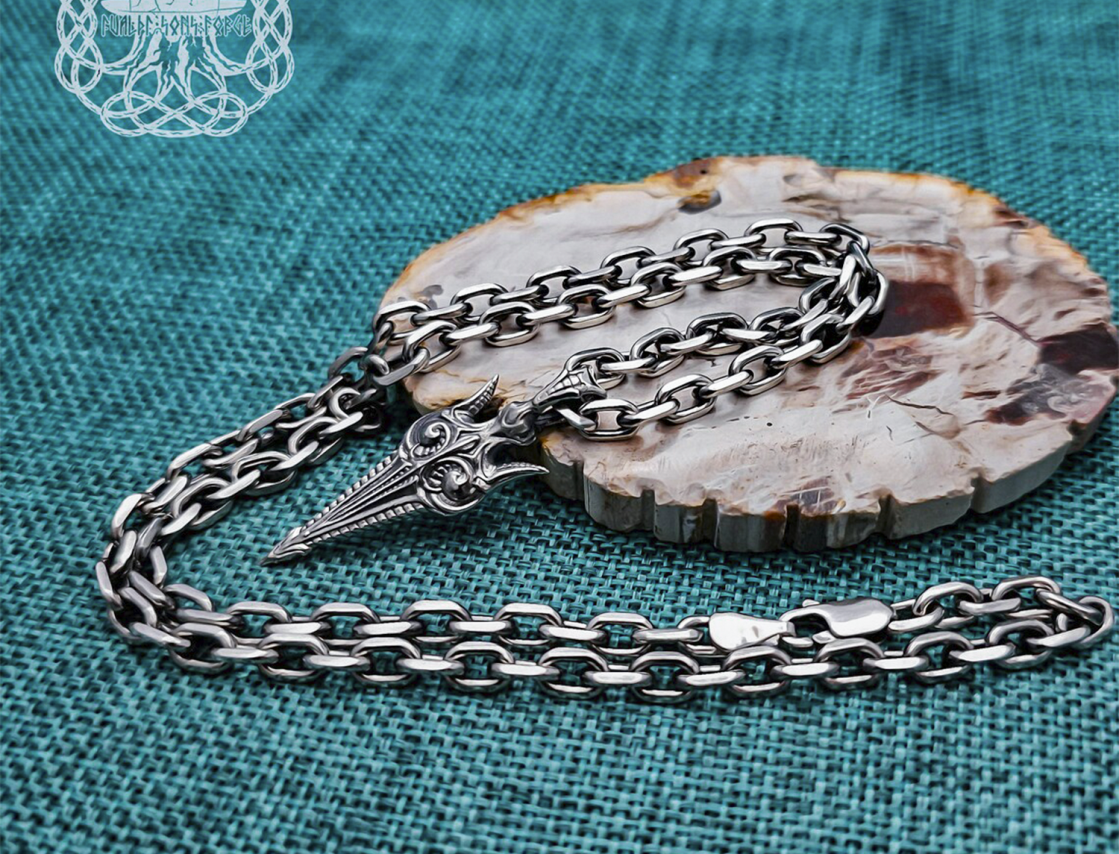 Sterling Silver Gungnir Spear Necklace. Handmade Viking Pendant.