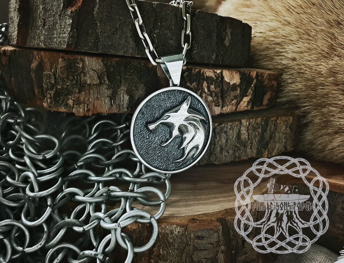 Wolf School Medallion Wolf Pendant Sterling Silver Cosplay Pendant Witcher Wolf School Necklace Witcher Medallion Witcher Pendant