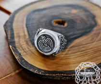 Sterling Silver Raven Banner Ring. Artisan Viking Jewelry.