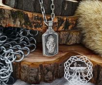 Handmade Sterling Silver Odin Pendant. Norse Viking Necklace.