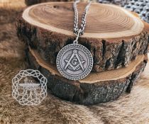 Handmade Sterling Silver Masonic Necklace. Handcrafted Square and Compasses Pendant.