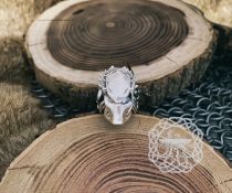 Handmade Sterling Silver Predator Mask Ring. Artisan Alien Design.