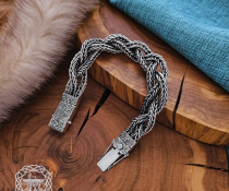 Handmade Sterling Silver Viking Bracelet. Featuring Mammen Style Cammin Casket Ornament.
