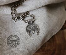 Handmade Sterling Silver Viking Lunula Necklace. Womens Amulet Pendant.