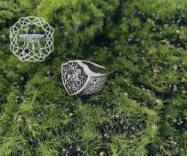 Sterling Silver Slavic Ring. Saint George the Dragon Slayer Design.