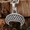 Handmade Sterling Silver Viking Lunula Pendant. Amulet Jewelry Necklace.