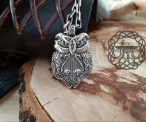 Sterling Silver Celtic Owl Necklace. Handmade Viking Jewelry.