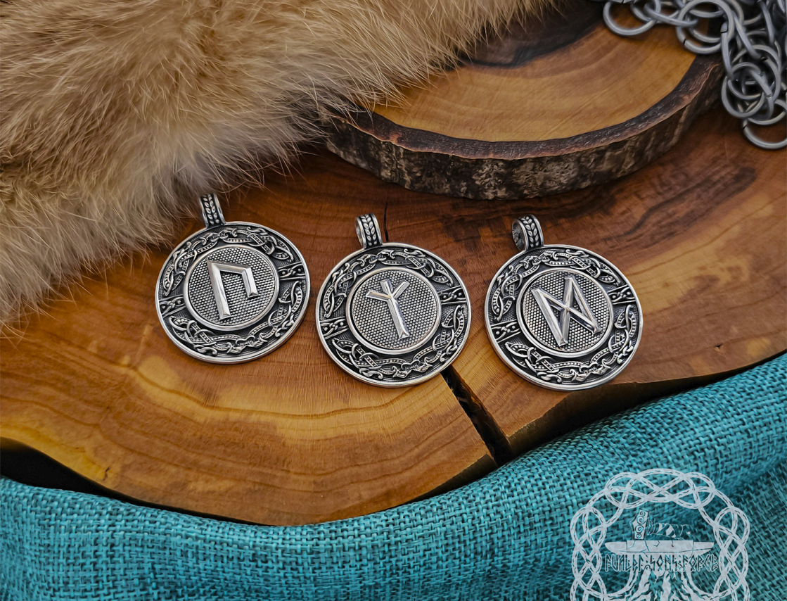 Handmade Sterling Silver Viking Rune Necklace. Urnes Style Pendant.