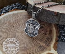 Handmade Sterling Silver Berserker Pendant. Viking Shield Necklace.