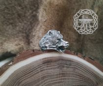 Handmade Sterling Silver Grizzly Bear Ring. Viking Biker Animal Jewelry.