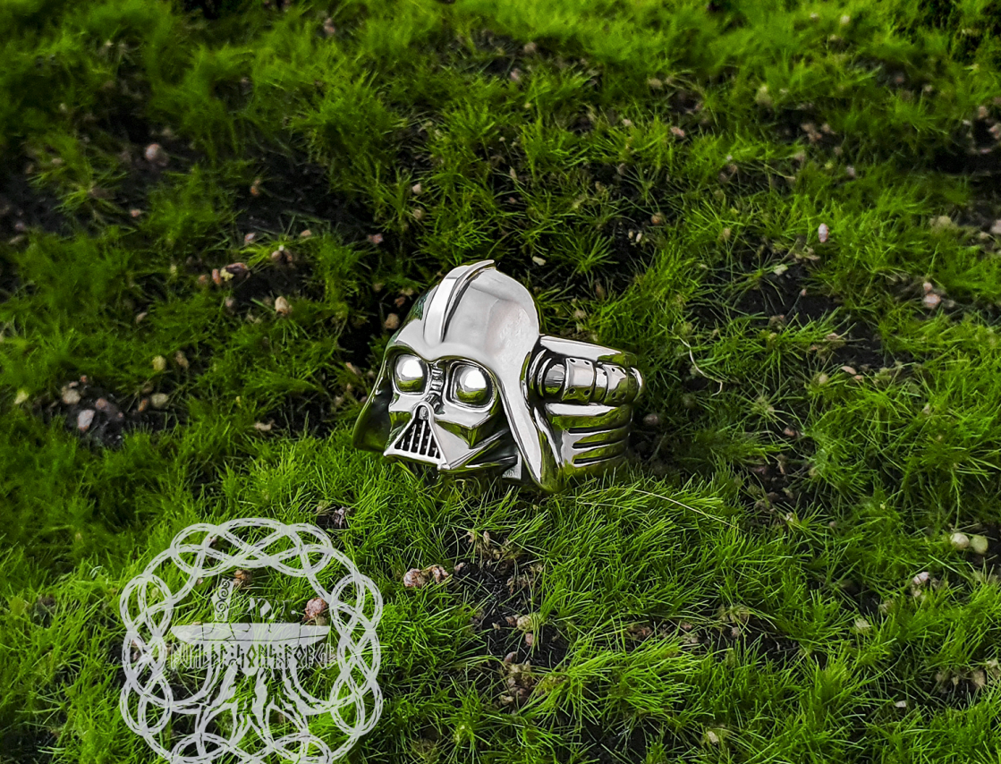 Handmade Sterling Silver Darth Vader Ring. Star Wars Jewelry.