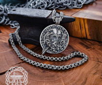Handmade Sterling Silver Odin Necklace. Viking Raven Design.