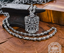 Handmade Sterling Silver Winged Man Pendant. Viking Replica Necklace.