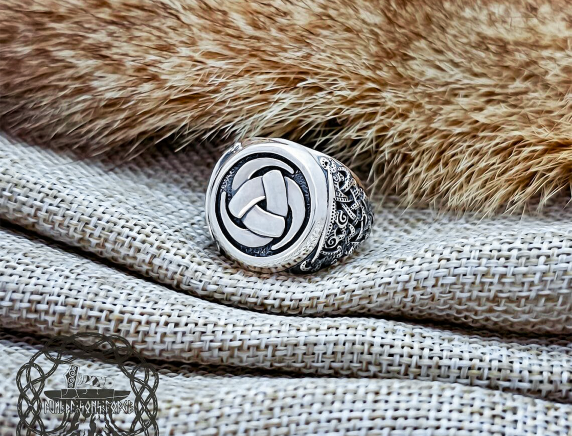 Sterling Silver Odins Horn Ring. Artisan Viking Jewelry.