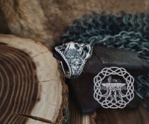 Handmade Sterling Silver Marine Skull Ring. Artisan Wind Rose and Anchor Design.