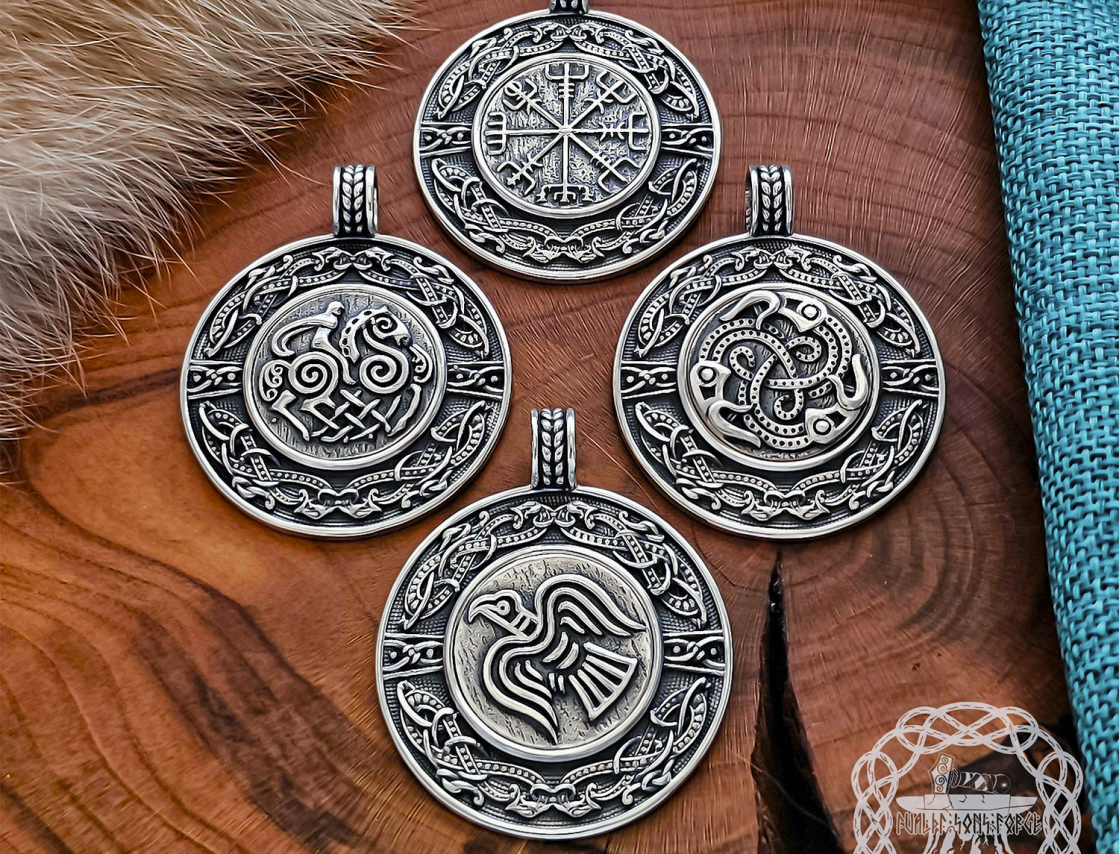 Handmade Sterling Silver Viking Sleipnir Pendant. Urnes Style Necklace.