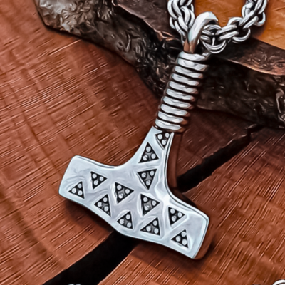 Viking Thor Hammer Replica from Vaalse on Falster. Sterling Silver Valse Mjolnir Pendant.