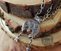 Handmade Sterling Silver Viking Lunula Necklace. Womens Amulet Pendant.