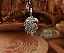 Handmade Sterling Silver Celtic Eagle Pendant. Intricate Knotwork Necklace.