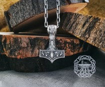 Viking Thor Hammer Necklace. Sterling Silver Mjolnir Pendant.