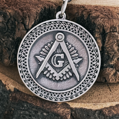 Handmade Sterling Silver Masonic Necklace. Handcrafted Square and Compasses Pendant.
